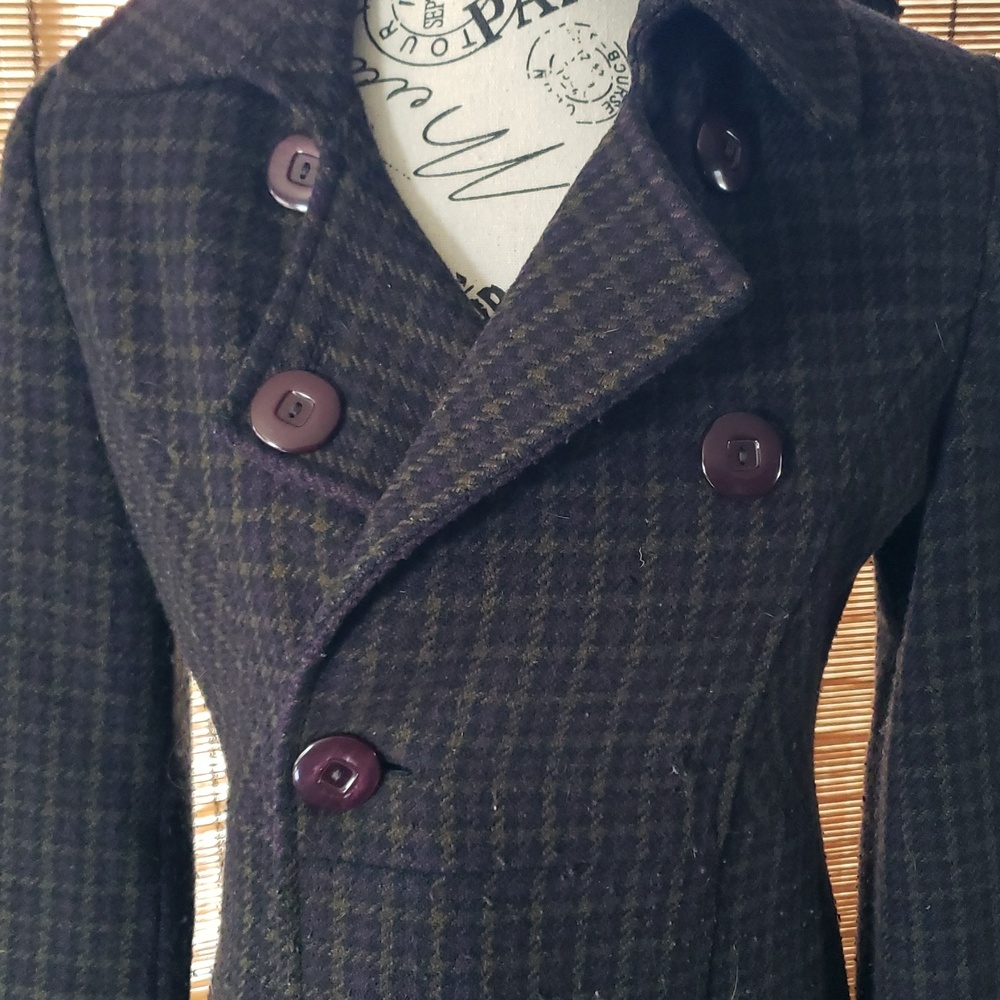Via/Moda IntWool Plaid Double-Breasted Coat - Picture 2 of 14